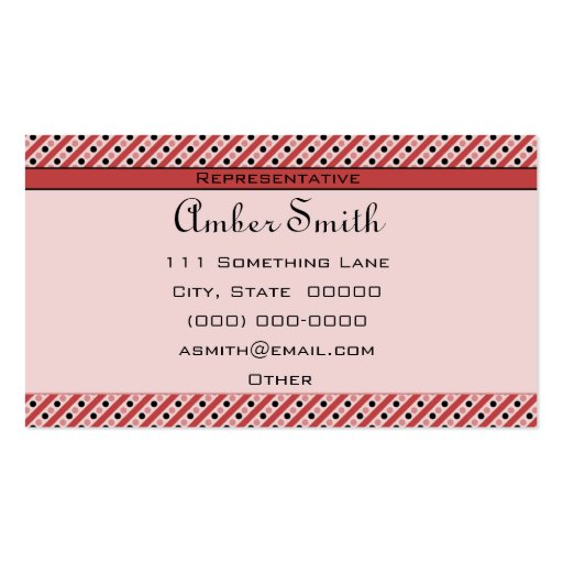 Charming Dots And Stripes (Strawberries) Business Cards (back side)
