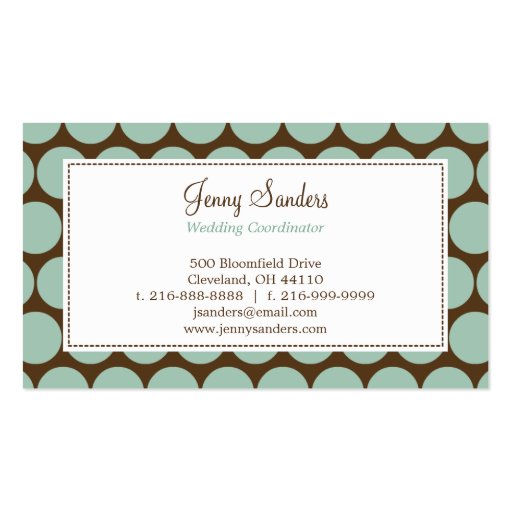 Charming Dots Business Cards - Blue/Brown (back side)