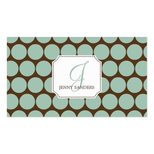 Charming Dots Business Cards - Blue/Brown (front side)