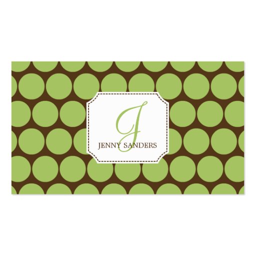 Charming Dots Business Cards - Green/Brown (front side)