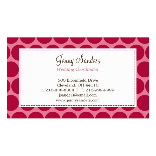 Charming Dots Business Cards - Red/Pink (back side)