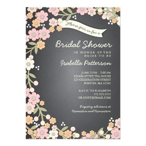 Charming Garden Floral Wreath Bridal Shower Personalized Invitation