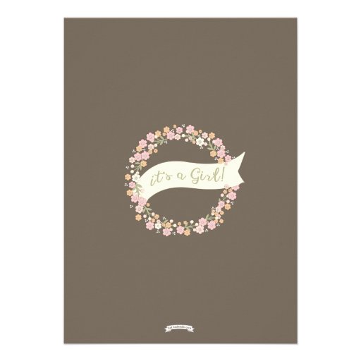 Charming Garden Floral Wreath Girl Baby Shower Custom Invitations