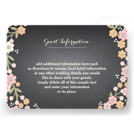 Charming Garden Floral Wreath II Wedding Info Card