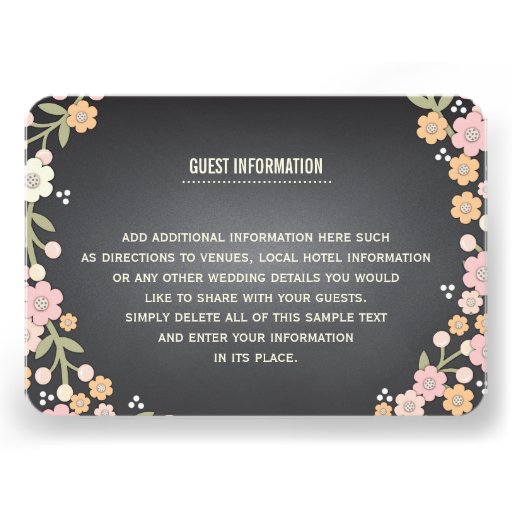 Charming Garden Floral Wreath Wedding Info Card