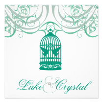 Charming Green Birdcage Wedding Invitation