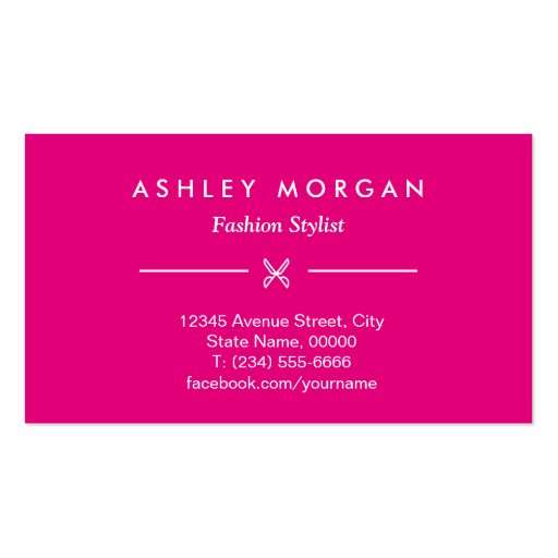 Charming Hot Pink Trendy Beauty Hair Salon Business Card (back side)