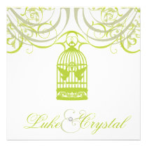 Charming Lime Birdcage Wedding Invitation