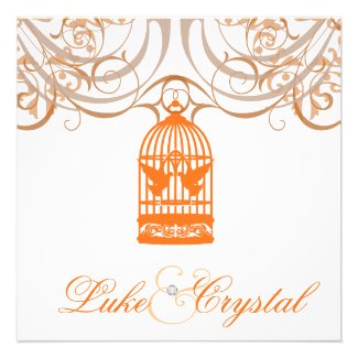 Charming Orange Birdcage Wedding Invitation