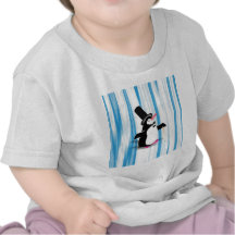 Charming Penguin on Blue Curtain Tee Shirt