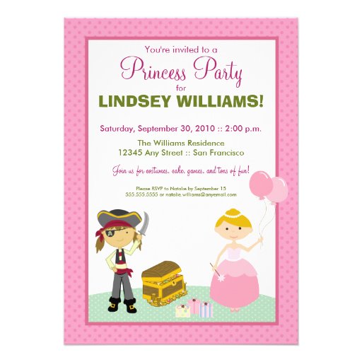 Charming Princess & Pirate Party Invitation