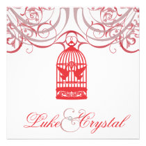 Charming Red Birdcage Wedding Invitation