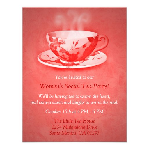 Charming Red Tea Party Invitation
