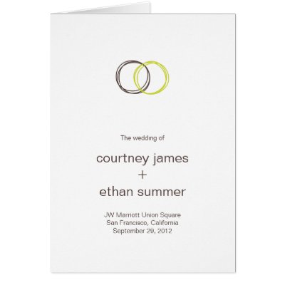 Charming Rings Wedding Program Card by wedding boutique