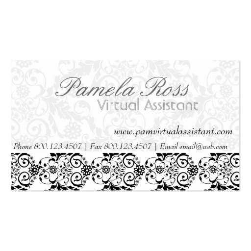 Charming  Royal Damask Business Card Template (front side)