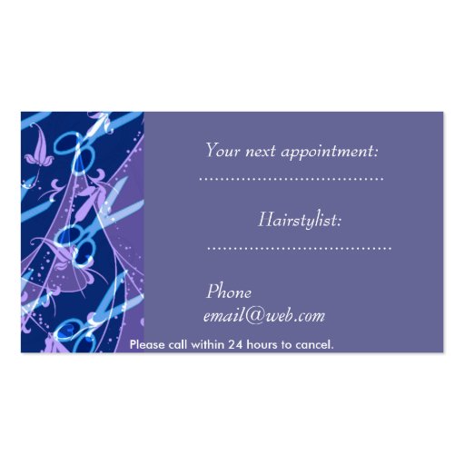 Charming Scissors Purple Business Card (back side)