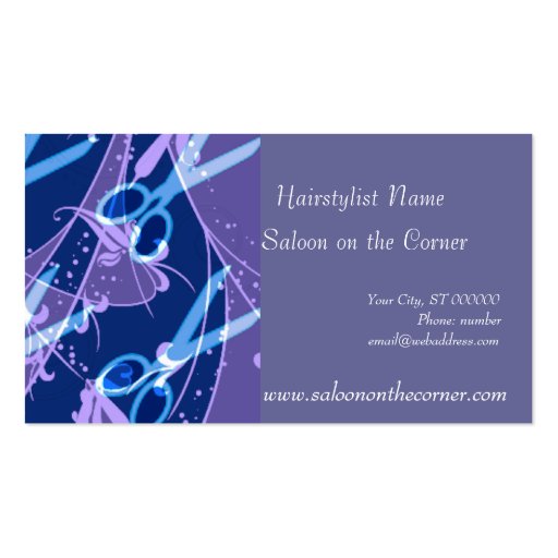 Charming Scissors Purple Business Card (front side)
