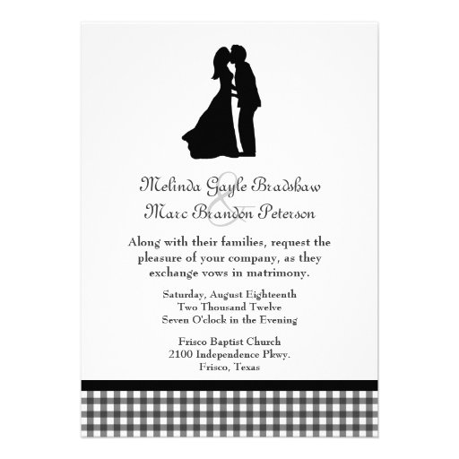 Charming Silhouette Kissing Couple Wedding Invite
