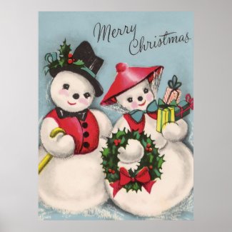 Charming Snowmen Couple print