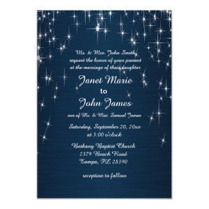 Charming Star Struck Wedding | Navy Blue 5x7 Paper Invitation Card