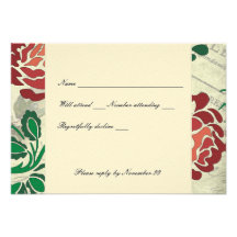 Charming Stylized Red Rose rsvp with envelopes Invitation