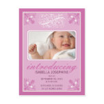 Charming Vintage Baby Birth Announcement (fuschia) Postcard