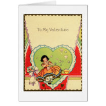 Charming Vintage Pretty Girl Valentine (Blank) cards