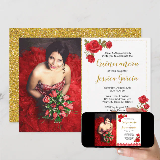 Charro Quincea Era Invitation Roses And Lace Zazzle