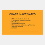 Chart Inactivated Medical Chart Labels (Orange) Rectangle Sticker