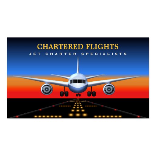 Charter Flights Professional Pilot Business Cards (back side)
