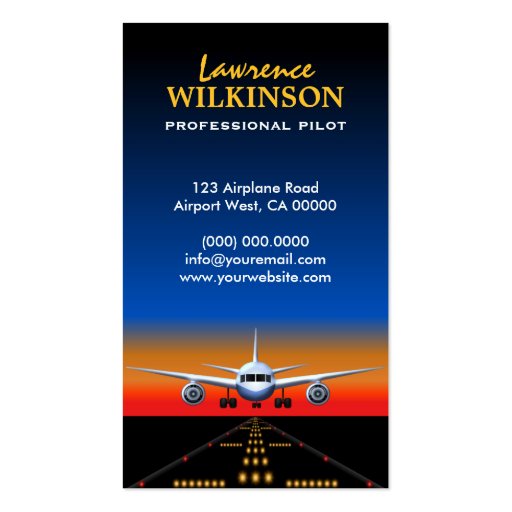 Charter Flights Professional Pilot Business Cards (front side)