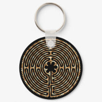 Chartres Labyrinth Pearl Dark Paths Keychain