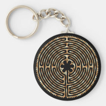 Chartres Labyrinth Pearl Dark Paths Keychain