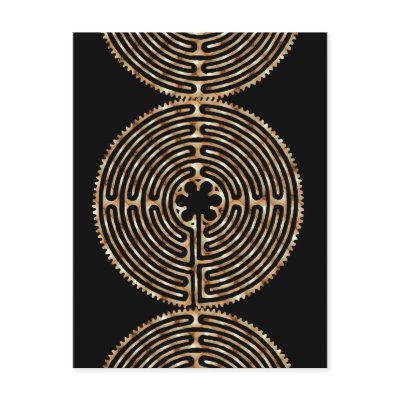 Chartres Labyrinth Pearl Dark Paths Postcard by Jaenne