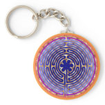 Chartres Labyrinth Pearl Light Paths Keychain