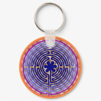 Chartres Labyrinth Pearl Light Paths Keychain