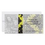 chartreuse and black elegant diamond damask design photo card