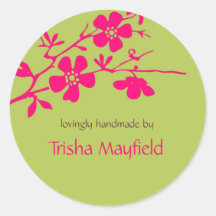 Chartreuse and Fusia Blossoms Personalized Labels Stickers