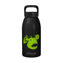 Chartreuse Anglerfish on Black 16oz Water Bottle