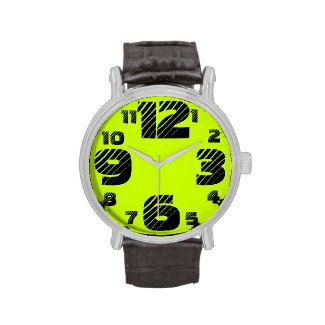 Chartreuse/Black Men's Big Number Watch