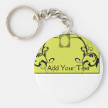 Chartreuse & Black Monogram Filigree Key Chains