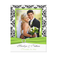 Chartreuse, Black, White Damask Wedding Canvas wrappedcanvas
