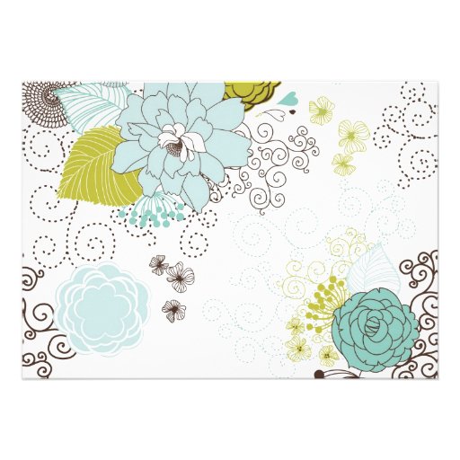 Chartreuse & Blue Floral Bridal Shower Invitation