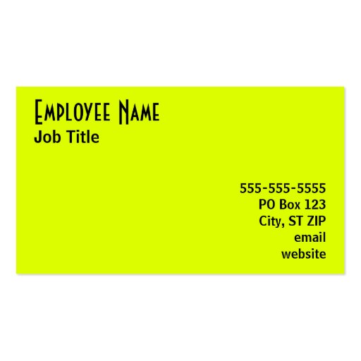 Chartreuse Business Card (back side)
