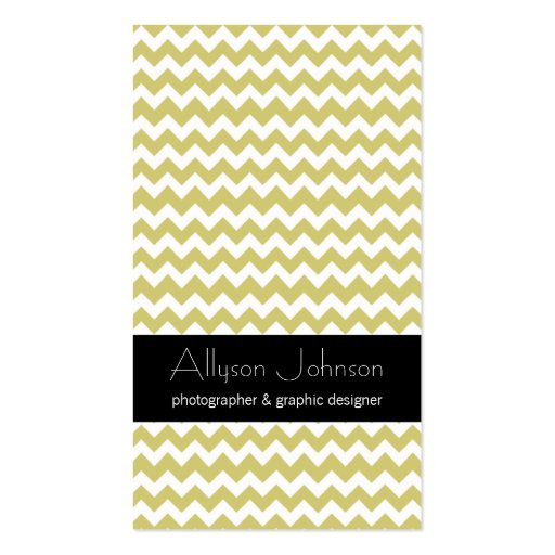Chartreuse Chevron Design Business Cards