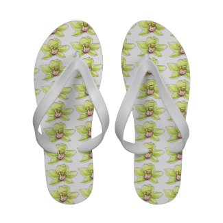 Chartreuse Cymbidium Blossom Sandals