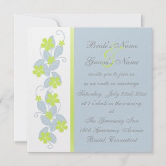 Chartreuse Flowers Wedding Invitation invitation