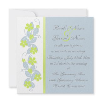 Chartreuse Flowers Wedding Invitation invitation