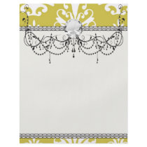 Chartreuse green and white chic damask full color flyer
