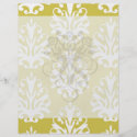 Chartreuse green and white chic damask